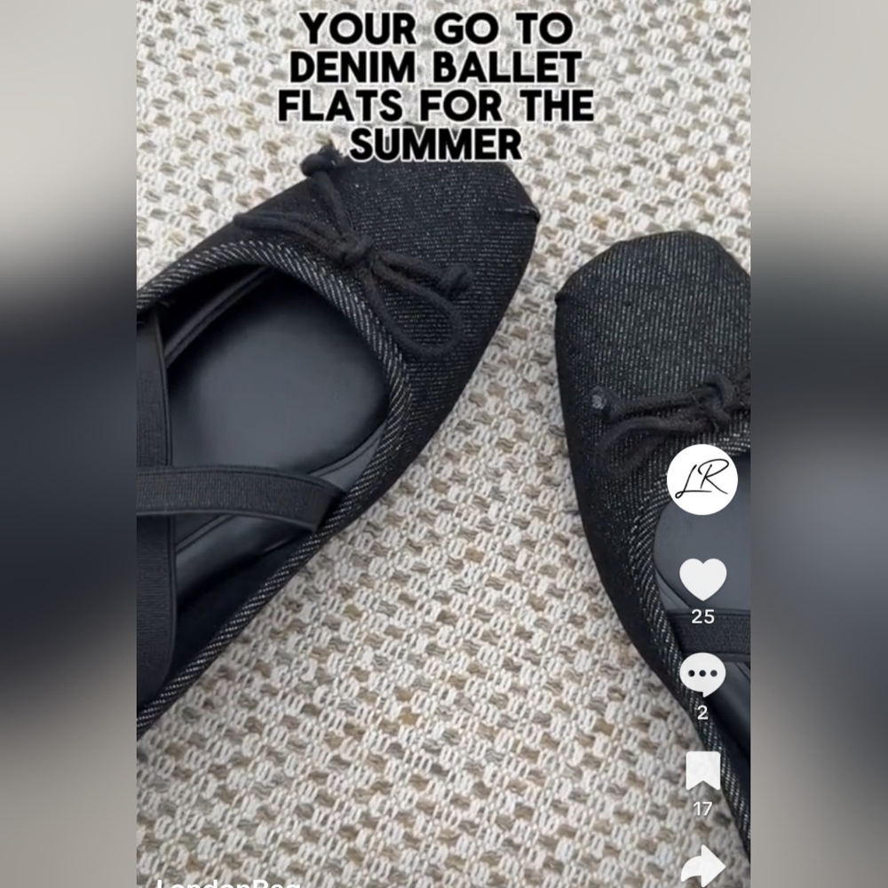 Denim Ballet flats ballerinas cross strap London Rag 8